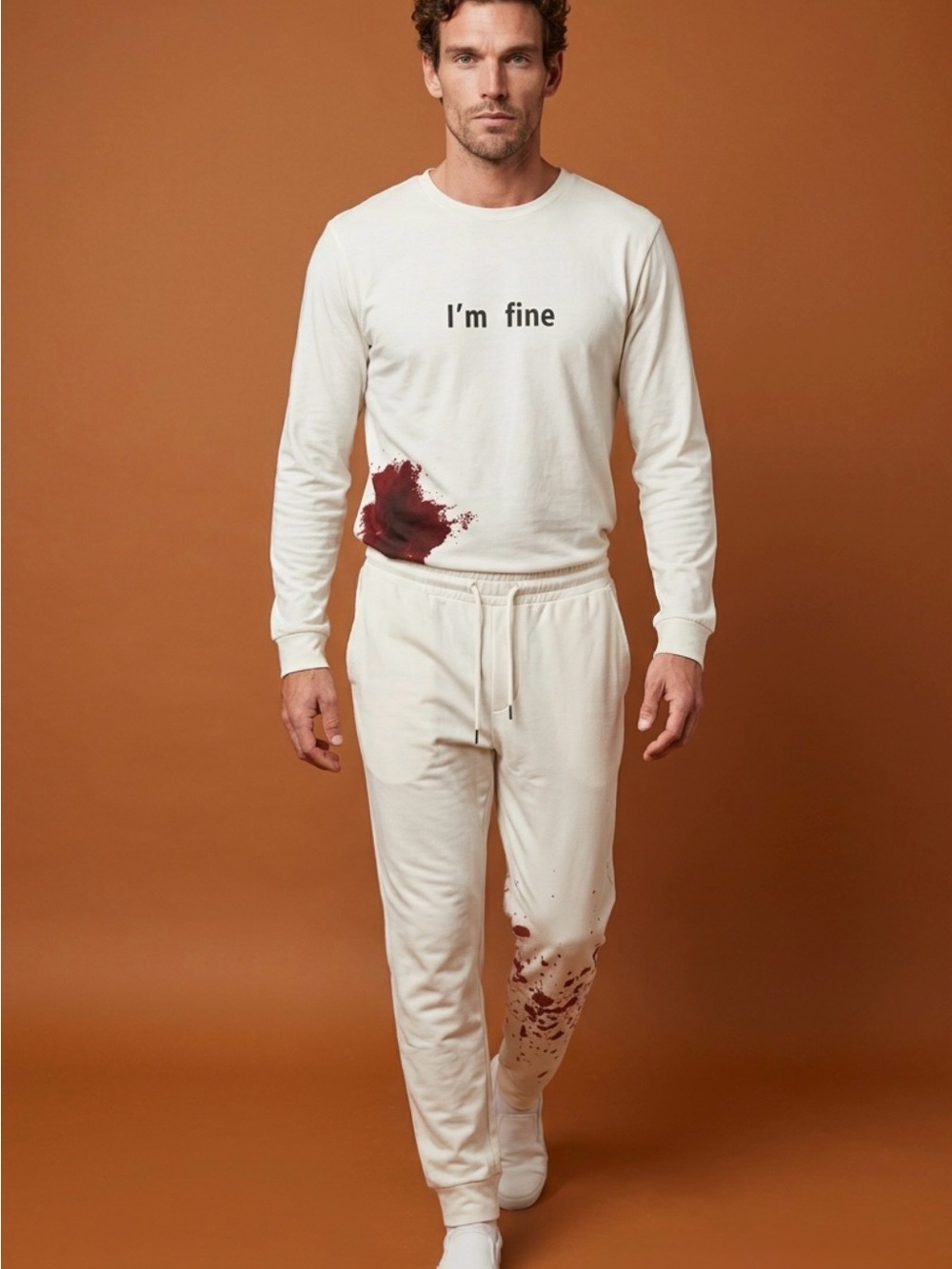 Halloween Costume Bloody Top & Pants with Blood Splatter Stains